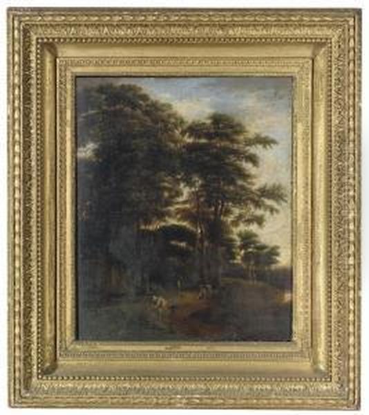 A Wooded Landscape With Travellers On A Path by Pieter Jansz. van Asch