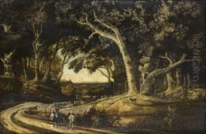 Promeneurs Dans Un Paysage De Foret by Pieter Jansz. van Asch