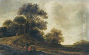A Dune Landscape With Travellers
 Resting Beside A Road, A Shepherd Driving His Flock Towards A Wood 
Beyond by Pieter Jansz. van Asch