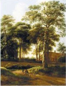 A Wooded Landscape With Drovers On A Track by Pieter Jansz. van Asch