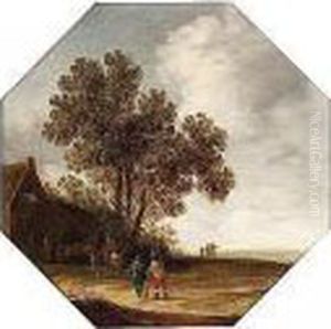 Landscape With Travellers Outside An Inn by Pieter Jansz. van Asch