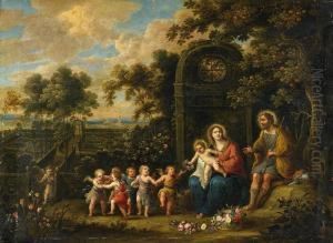 Landschaft Mit Heiliger Familie by Pieter Van Avont