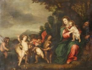 Holy Family During The Flight Into Egypt by Pieter Van Avont