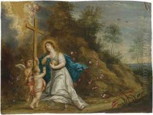 St. Catherine In A Landscape
Laureated By Putti; Mary Magdalene In Penitence In A Landscape With
Putti by Pieter Van Avont
