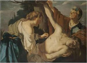 Saint Irene Tending To Saint Sebastian by Dirck Van Baburen