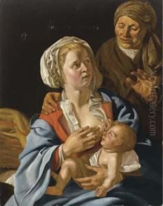 Madonna Con Bambino E Sant'anna by Dirck Van Baburen
