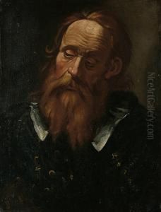 Portrait Of A Bearded Gentleman, Bust-length In Black Costume With A White Collar