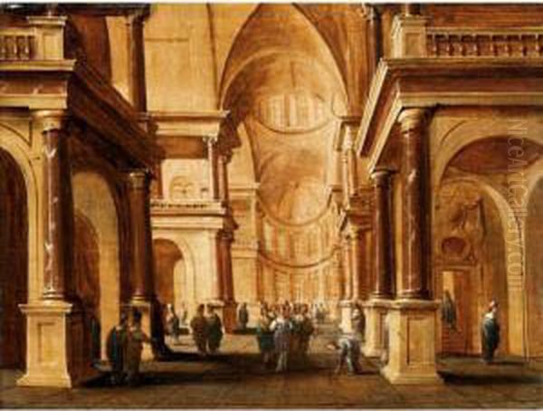 A Church Interior With Christ And The Woman Taken In Adultery - view 1