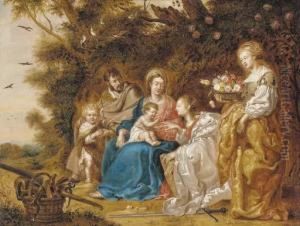 The Mystic Marriage Of Saint
Catherine Of Alexandria, With Saint Joseph, Saint Dorothea And The
Infant Saint John The Baptist by Jan Van Balen