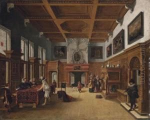 An Interior With Elegant Company Playing Backgammon