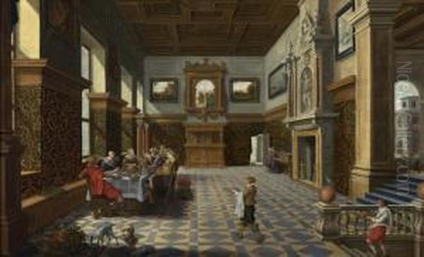 A Festive Company At Table In A Renaissance Hall. - view 1