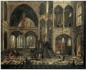 Scene D'interieur D'eglise by Bartholomeus Van Bassen