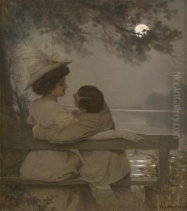 Conversation Romantique Au Lever De Lune