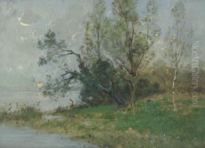 Pecheur Au Bord Deun Lac