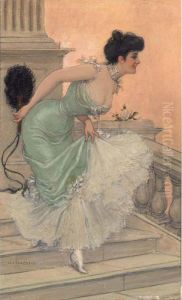 An Elegant Lady On The Stairways
