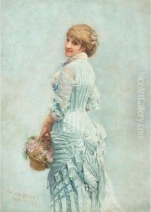 Lady With A Basket Of Flowers