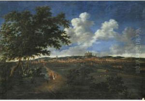 Panoramic View Of Nuremburg With Riders In The Foreground - view 1