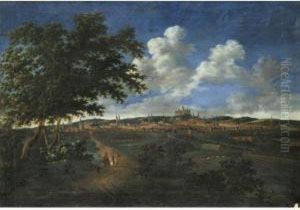Panoramic View Of Nuremburg With Riders In The Foreground