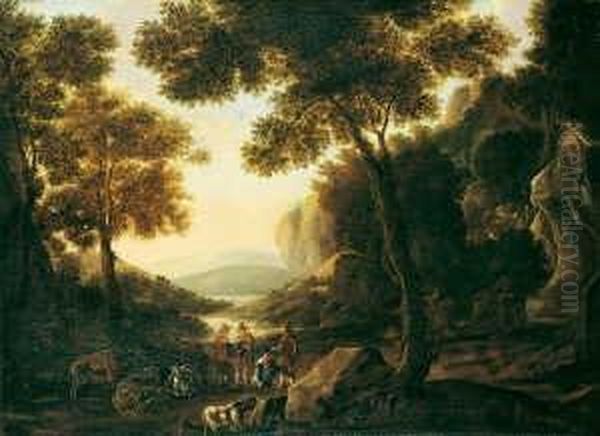 Wilhelm Von , Umkreis Sudliche 
Flusslandschaft Mit Hirtenstaffage. Ol Auf Leinwand. H 73; B 98 Cm - view 1