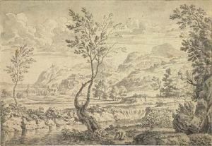 Landscape With A Washerwoman By A River And A Distant Town