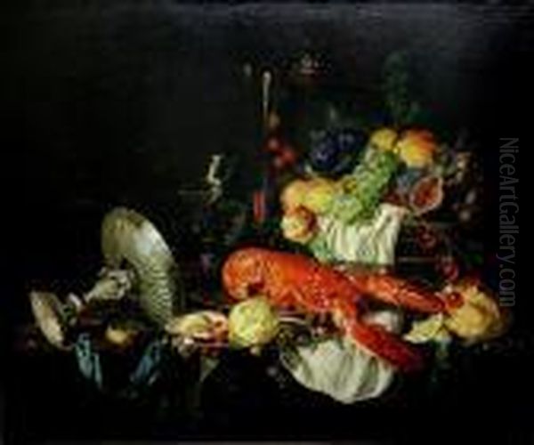 Still Life Of A Lobster And Fruit - view 1