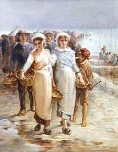 Oyster Girls at Cancale by Francois Nicolas Augustin Feyen-Perrin
