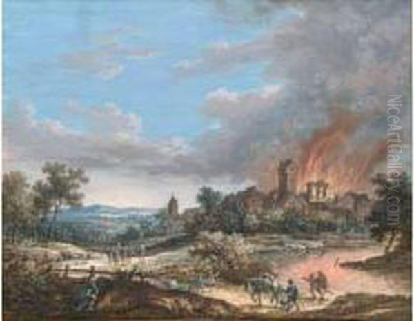 "villageois Contemplant L'incendie D'une Ville Depuis La
Campagne". - view 1