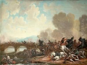 Reiterschlacht An Einer Brucke by Louis Nicolael van Blarenberghe