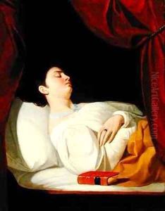 Portrait of a lady sleeping by George Whiting Flagg