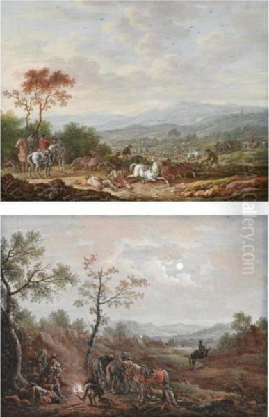 A Pair Of Military Subjects: A Battlefield, And A Camp By Moonlight - view 1