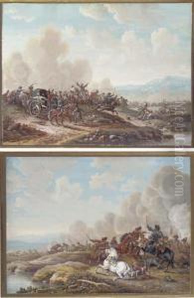 A Cavalry Battle By A River, An Officer Fallen From His Horse; Andan Ambush - view 1