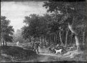 Scene De Chasse Au Sanglier by Louis Nicolael van Blarenberghe