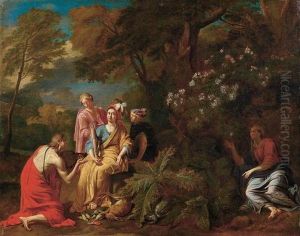 Atalanta Con Meleagro E Le Ancelle In Riposo Dopo La Caccia by Norbert van Bloemen