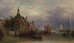 Alter Hafen Von Rotterdam by Elias Pieter van Bommel
