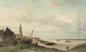 Daily Life In Scheveningen by Elias Pieter van Bommel