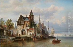 A View Of Rotterdam With The Hoofdpoort by Elias Pieter van Bommel