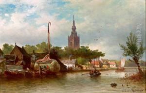 Il Villaggio Oberschie Presso Rotterdam In Olanda by Elias Pieter van Bommel