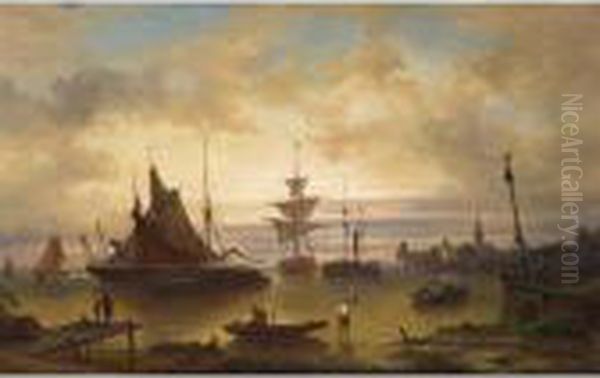 Ships In The Harbour Of A Dutch Town - view 1