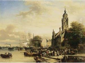 Numerous Townsfolk On A Quay, Middelburg