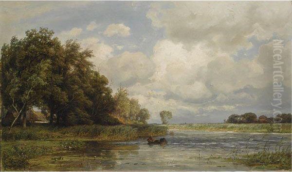 A Polder Landscape With Figures In A Boat - view 1