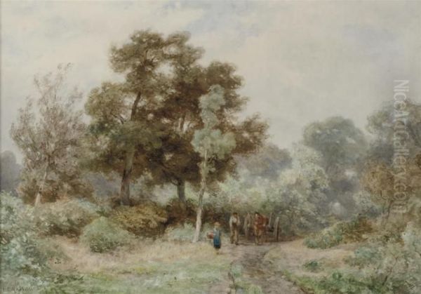 Figures On A Wooded Path - view 1