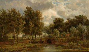 Figures On A Boat In A Summer Landscape Figures On A Boat In A Summer Landscape