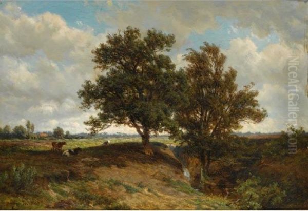 Cows In A Summer Landscape - view 1