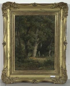 Waldlandschaft Mit Kindern Am Holzsammeln. Waldlandschaft Mit Kindern Am Holzsammeln.
