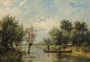 A River Landscape by Jan Willem Van Borselen