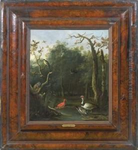Paysage Anime De Volatiles Et D'un Singe by Anthonie Van Borssom
