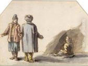 Study Of Three Figures, Two Seen From The Back by Anthonie Van Borssom