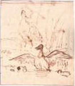 : Two Ducks And Three Ducklings by Anthonie Van Borssom