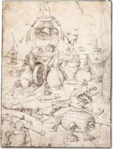 A Hell Scene With A Fish-monster
With A Wheel In Its Mouth, A Barrel-creature And Various Other
Monsters, And Figures Undergoing A Range Of Ordeals by Pieter van der Heyden