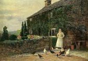 Woman Feeding Chickens by Robert Ward Van Boskerck